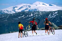 自転車 残雪のバイカー ノルウェー